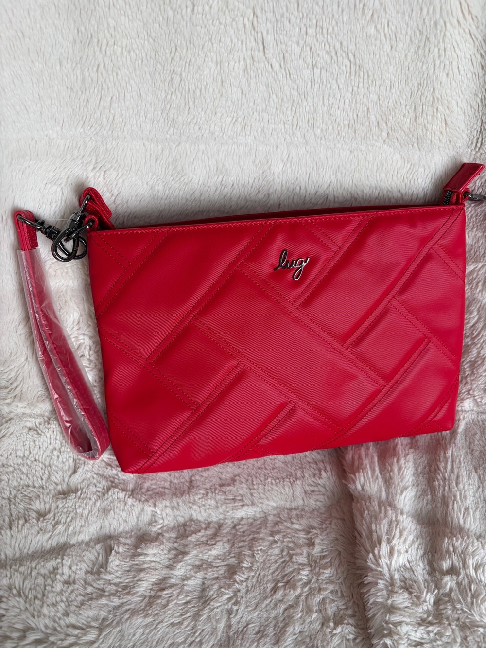 NWT Lug Waltz Satin Luxe Crossbody Bag, Poppy Red